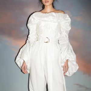 เสื้อเชิ๊ตแขนสั้นเข้ารูปมีระบายสำหรับผู้หญิงเสื้อผ้าแฟชั่นFashion