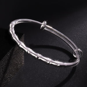 Silver-Plated Bamboo Bracelet for Women Simple and Comfortable Bamboo Push-Pull Adjustable Bracelet Holiday Gift 999
