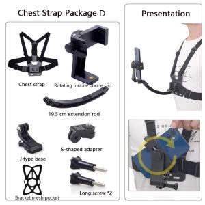 5 in 1 Mobile Phone Chest holder go pro Mount Selfie Action Body Harness Strap Action Camera Phone Clip Pemegang Fon Dada Vlog for All GoPro 8 7 6 5 4 3 3+ Series 手机支架胸架
