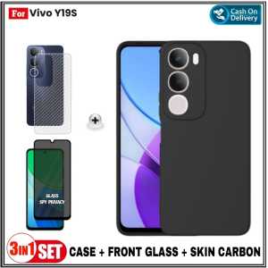 Paket 3IN1 Case Vivo Y19s 4G Casing SoftCase Cover Free Tempered Glass Anti Spy PRIVACY Dan Garskin Carbon