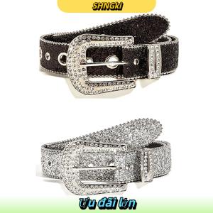 SHNGki Sáng bóng Rhinestone rộng vành đai phụ nữ ăn mặc vành đai dành cho người lớn Rhinestone vành đai ăn mặc tinh thể kim cương vành đai