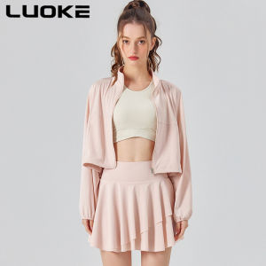 Luoke Standing Collar Cool and Sun Proof Clothing UV Resistant Womens Outdoor Sports and Fitness Jacket Loose and Breathable Casual Top with Pocket