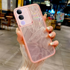 Vivo V40 Lite 4G Case For Vivo V40 Lite V40Lite V 40 VivoV40 Phone Casing Back Cover Glitter Soft TPU Silicone Flexible Bling Feather Pattern Shockproof Bumper Camera Lens Protect