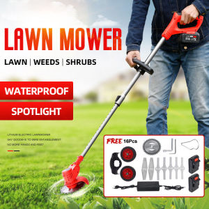 【Local Seller】24V 48V cordless lawn mower portable trimmer garden tool brush grass trimmer Electric lawn mower rechargeable grass cutter （Gift accessories)