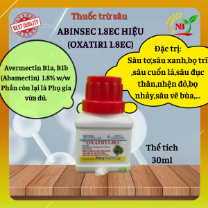 Thuốc trừ sâu Abinsec 1.8EC hiệu (Oxatir1 1.8ec) Đặc trị bọ trĩ sâu tơ