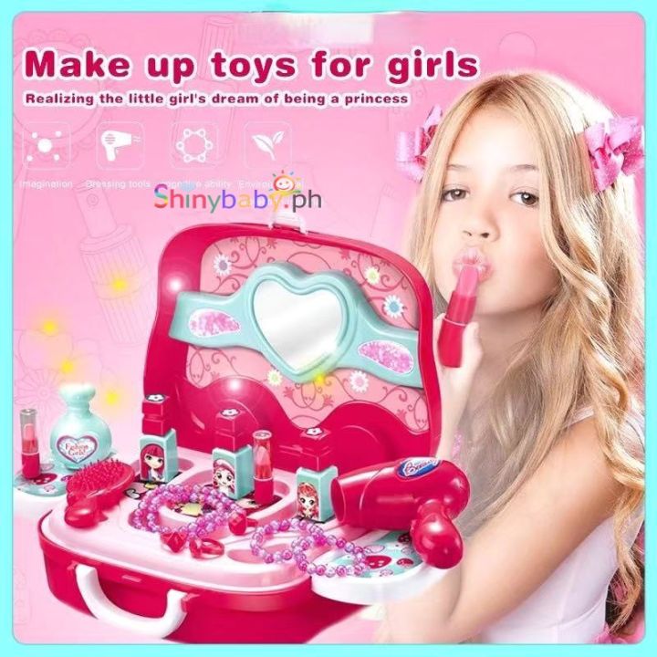 New Fashion Kids Toys Girls Makeup 2 in 1 Fashion Handbags Pretend Toys Makeup Wagon Toys Lazada PH