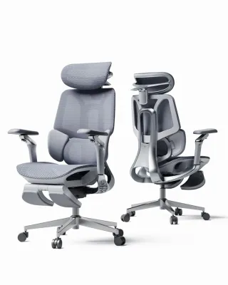 HBADA E3 Pro 2026 เก้าอี้ Ergonomic รองรับเอว 3 โซนแบบ Dynamic พนักพิงศีรษะ 4D Dual-Axis ที่วางแขนปรับได้ 720° เก้าอี้สำนักงาน / เก้าอี้เกมมิ่ง