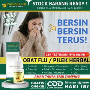 Obat Sering Bersin-Bersin 100% Herbal - Obat Bersin Akibat Alergi Alami Obat Tradisional Bersin Berkepanjangan Karena Alergi Dingin dan Pilek Hidung Gatal Sakit Kepala Flu Mata Berair Untuk Anak & Dewasa Obat Rhinitis Obat Sinusitis - ProPolis SM