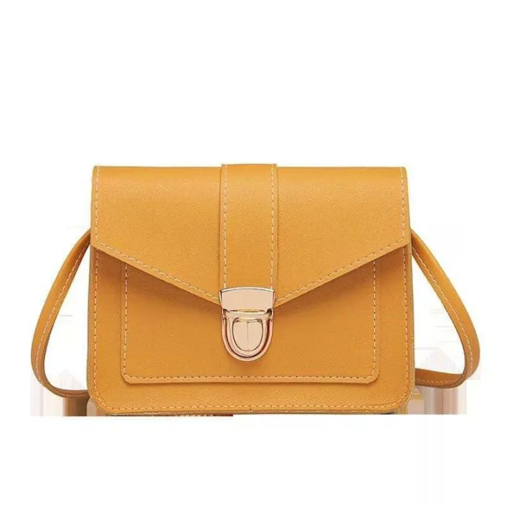 HY BAG #9022 FASHION WOMEN'S FAUX LEATHER PLAIN SLING BAG WITH A BUCKLE ...
