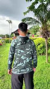 [Toronto2] Sbart Men Fishing Shirts UPF50+ Sun Protection Hoodie Mask All-in-one Fishing Long Sleeve Clothing Camping Angling T-shirt Upf