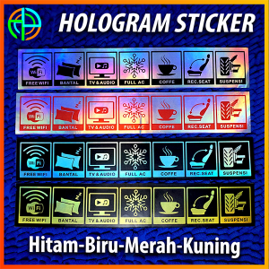 (isi 4 Lembar) Sticker Fasilitas Mobil Hologram Stiker Mobil Setiker fasilitas Mobil Hologram Seticker Mobil Sticker Kaca Mobil