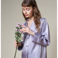 Elegant Purple Pajamas High Quality Women Spring and Summer Silk Satin Long Sleeved or Shorts Sleeve Pyjamas Loose Sleepwear Set. 
