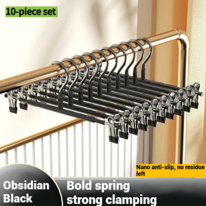 10Pcs Anti-Slip Pants Hanger Clip Hangers Stainless Steel Skirt Trouser Clothes Hanger Strong Clamp Space Saving Wardrobe Organizer