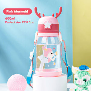 350/600ml Baby Water Drinking Cup with Rope Style Free BPA-free Leakproof Sippy Cup Kids Straw Cup Training Water Bottle