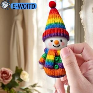 E-WOITD 2D Color Christmas Snowman Pendants Wood Cartoon Xmas Tree Hanging Ornament DIY Home New Year Party Atmosphere Decoration Supply