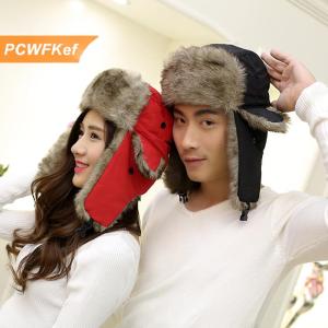 【PCWFKef】 Mùa Đông Nga Hat Trapper Máy Bay Ném Bom Ấm Trooper Tai Flaps Mũ Nón Nắp Nắp Mũ Người Đàn Ông Phụ Nữ Mùa Đông Trượt Tuyết Hat Fluffy Faux Fur Cap