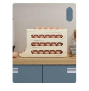 👍4 Tiers Egg Holder for Fridge Auto Rolling Fridge Egg Organizer Space-Saving Egg Dispenser Holder Large Capacity R2612