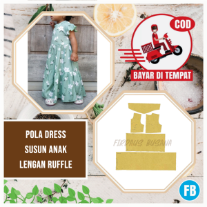 【COD】Pola Dress Anak Susun Lengan Ruffle | Pola Baju Anak Perempuan | Pola Instan Dress | Pola Jiplak | Pola Jahitan Lengkap Firdaus Busana