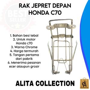 RAK DEPAN JEPRET BEHEL HONDA  C70 WARNA CHROME HARGA MURAH BERKUALITAS BAHAN BESI TEBAL PROMO DISKON TERLARIS