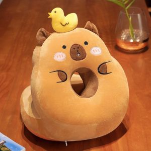 Cute Cartoon Capybara Throw Pillow Headboard Cushion Waist Support Sleeping Dolls on The Bed Home Supersoft Plush Backrest