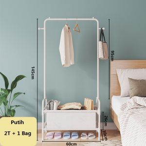 Inaso Rak Gantungan Baju Stand Hanger Rak Sepatu Susun Penyimpanan Pakaian Berdiri HSH120