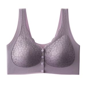 Front-opening Clasp Push-up Bra Women Large-sized Lace Seamless No Steel Ring Underwear