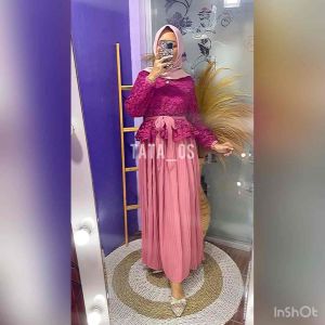 BANGKOK MELINDA DRESS GAMIS BRUKAT PLISKET IMPORT FLARE MEWAH
