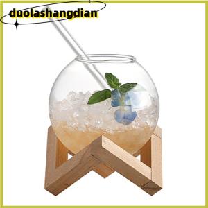 [Duola] Cocktail Cup With Wood Stand Creative Bar ware Drink Cup Ronud Ball Cocktail Mug Fruit Moon Juice Tumbler