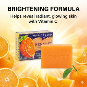 Bennett Vitamin C & E Soap  Brightening & Smooth Skin Bar  Natural Orange Extract