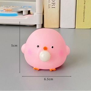 BESTWEST Sensory Toy Cartoon Animal Squeeze Toy Pig Chick Blow Bubble Fidget Toy Interesting 3D Pinch Decompression Toy Funny Toys