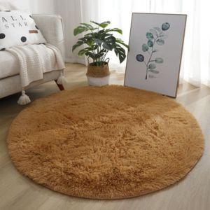 RISEDOT Thickened Living Room Rugs Non Slip Soft Plush Furry Carpet Solid Color Round Carpet For Living Room Home Decor Bedroom