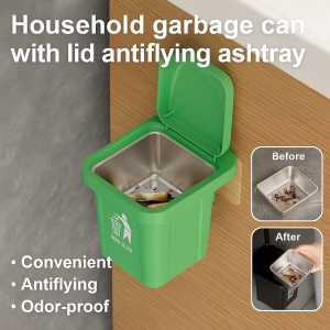Household wallmounted trash can with lid trash can antiflying ashtray bathroom covered trash cans