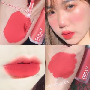 Son kem lì màu hồng Dolly super matte son kem lì không chì bền màu lâu trôi <Màu Cam Hồng Sữa>