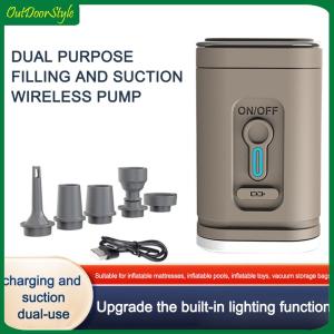 【Arrive 1-3 Days】Camping Light Electric Air Pump 1200mAh Portable Air Compressor 4000Pa Wireless Inflator Pump for Air Boat Swimming Ring