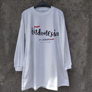Kaos Jumbo Hut RI Dewasa Merah Putih Tunik Katun Combed 24s S M L XL XXL 3XL Tunik 17 Agustus Wanita