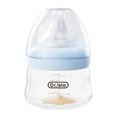 Dr.isla ขวดนมแก้วโบโรซิลิเกตสูงป้องกันทารกท้องอืด ปราศจาก BPA/BPS ขนาด 160/240/300 มล. ปากกว้าง ขวดนมสำหรับทารกแรกเกิด พร้อมด้ามจับถอดได้ ทนต่อการฆ่าเชื้อที่อุณหภูมิสูง GB61