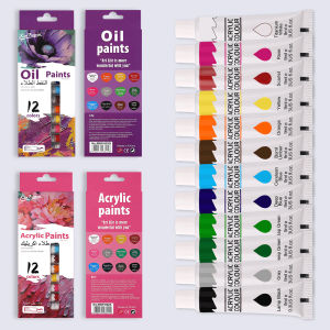 12 Colors Acrylic / Oil / Watercolor Paints Set in Tubes Art Academy Gouache Pigment for Artists Kids Beginners & Painters Painting Art Supplies