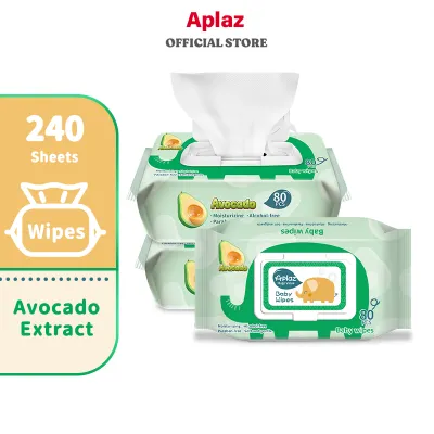 Aplaz Unscented Baby Wipes 80 Sheets 3 Packs for Baby and Kids