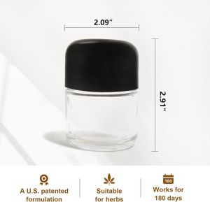 HumidiShield Clear Jar with 2-Way Humidity Control Disc Herb Buds Coffee Tea โถสีดำพร้อมแผ่นควบคุมความชื้น 2 ทิศทาง สมุนไพร ดอกตูม กาแฟ ชา