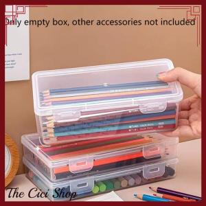 [The Cici Shop] 1PC Storage Organizer Box Large Capacity Plastic Pencil Box Stackable Translucent Clear Pen Box Office Supplies