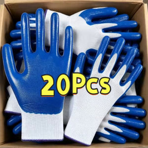 20Pcs Rubber Gloves Work Gloves Heavy Duty Latex Gloves for Building/Lifting/Construction