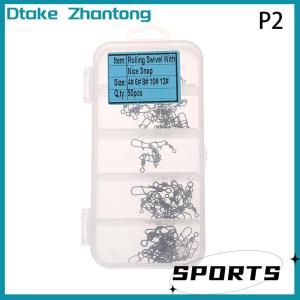 Dtake 100pc box Stainless Steel Fishing Connector Pin 4# 6# 8#10#12# Bearing Rolling Swivel With Snap Fishhook Lure Accessories