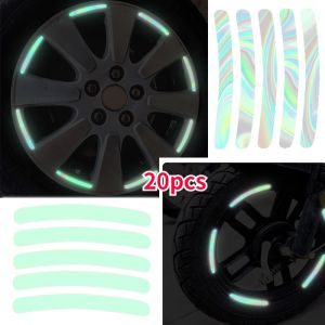 20 รถล้อ Hub สติกเกอร์แถบสะท้อนแสงสูง สำหรับรถจักรยานยนต์ รถ Night Driving Safety Luminous สร้างแผน Universal Stickers 20 บูธ