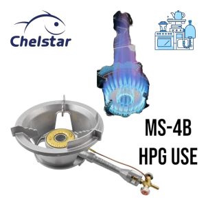 CHELSTAR MS-4B Gas Stove High Pressure 4 Burners Stainless Steel Heavy Duty