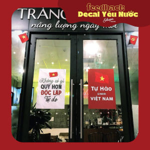Poster Decal dán kính trang trí 30 tháng 4 Việt Nam Sticker dán kính chống nước