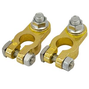 1Pair Brass Battery Terminal Connectors M10 Battery Terminals Clamp for Marine Car Boat RV Vehicles