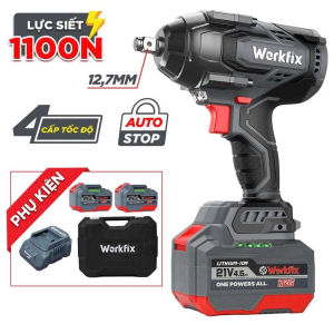 Máy Siết Bulong Workfix WF-IW1100N Lực siết 1100N Vặn ốc lớn Ô tô tải KHÔNG CHỔI THAN Bền Bỉ