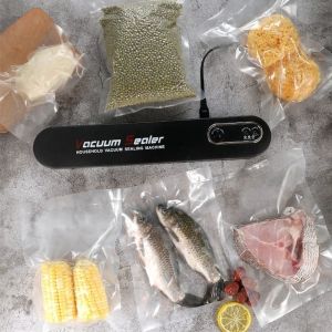 2in1 Vacuum Sealer Machine Food Storage 10 Vacuum Food Sealer Bags Sealing Packaging Home Kitchen Keep Meat Vege Fresh