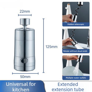 【SKIT SG】30cm Hidden Retractable Kitchen Faucet Extender 360° Rotating Pull Out Faucet Sprayer 2 Spray Modes High Pressure Anti Splash Water Saving Universal Sink Tap Extension Stainless Steel Flexible Hose for Kitchen Bathroom Basin Mixer Tap