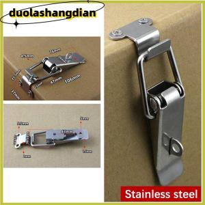 [Duola] ที่หนีบสลักล็อกแบบดึงเข้าสปริงทำจากสแตนเลสสีเงินสลักล็อคหัวเข็มขัดแบบปากเป็ด90องศา